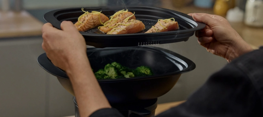 Thermomix® TM7 con varoma 45% más grande que TM6: ventajas de cocinar al vapor.