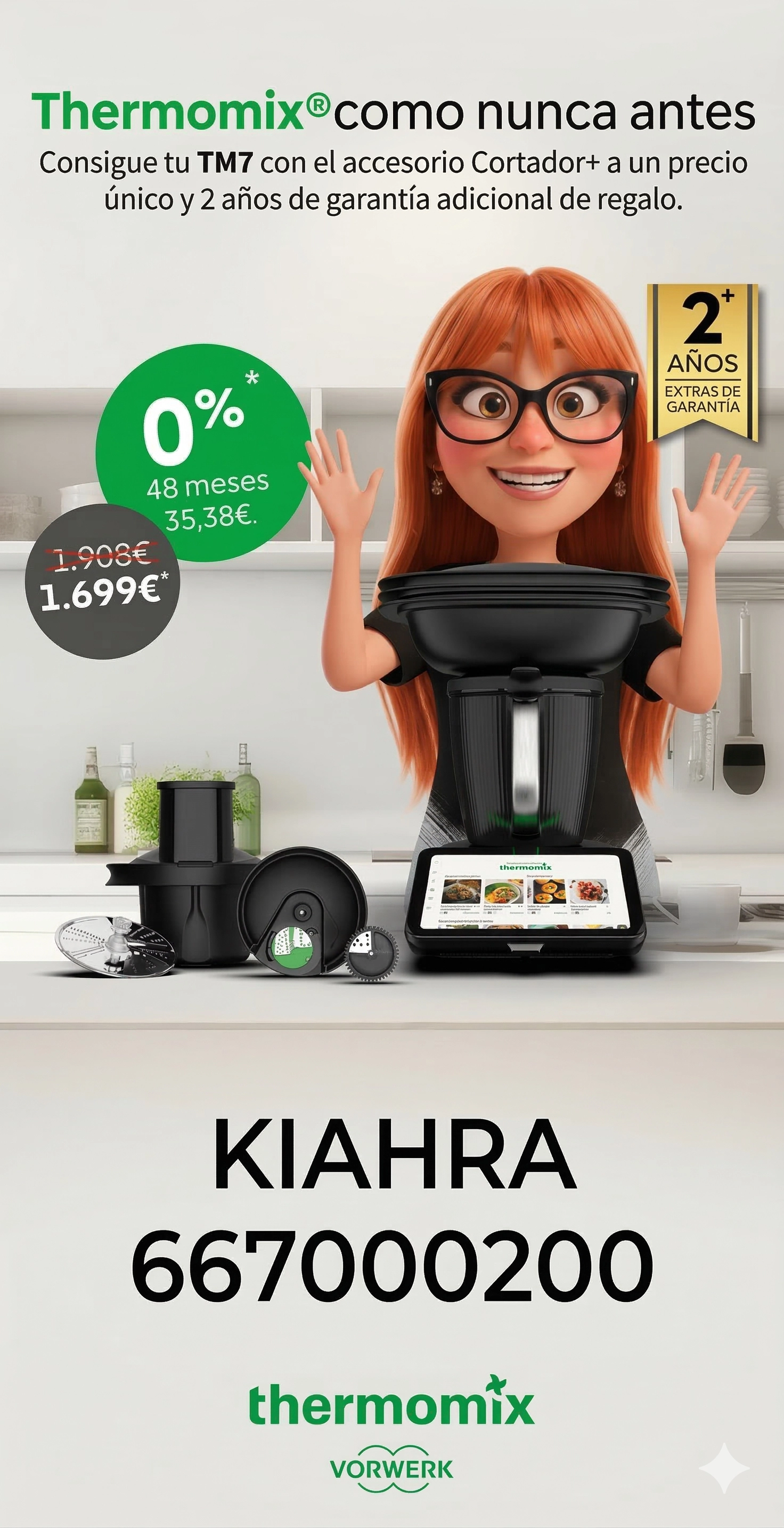 Thermomix® Tm7 + cortador + 5 años de garantía + financiación sin intereses= ¡TM7 MEJOR QUE NUNCA!