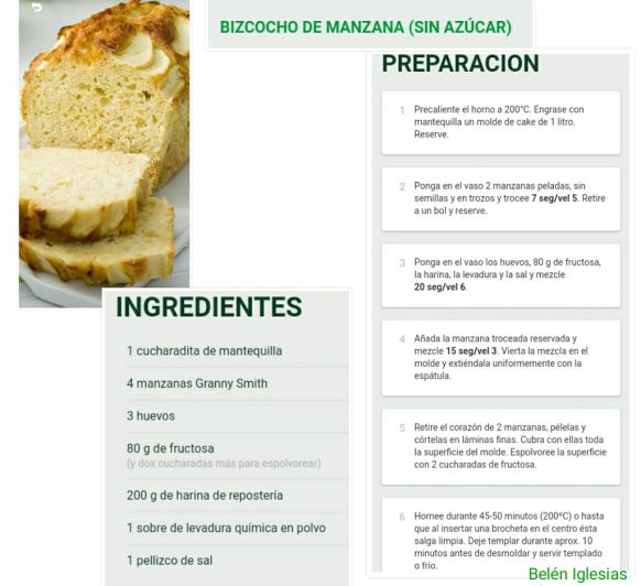 Bizcocho de Manzana (Sin Azucar)