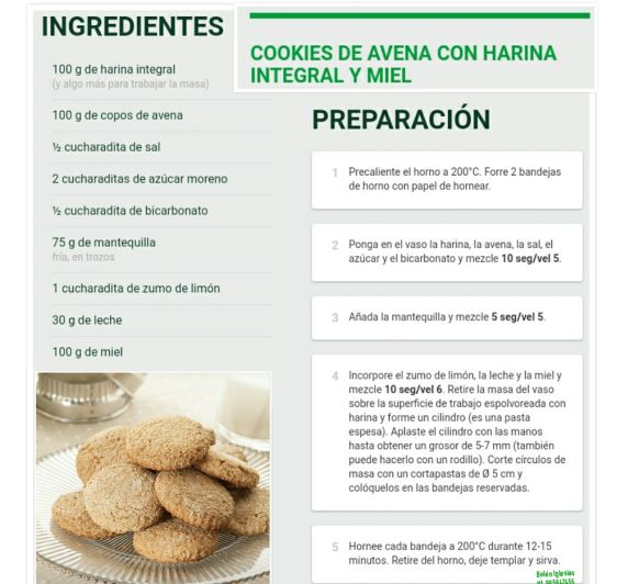 Cookies de avena con harina integral y miel